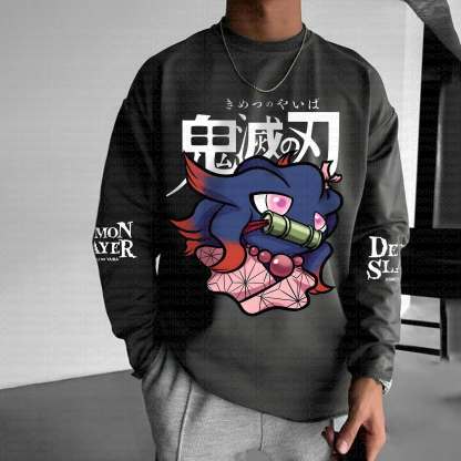 Unisex “Demon Slayer X Pokémon” Anime Graphic Streetwear Vintage Long-Sleeved T-shirt
