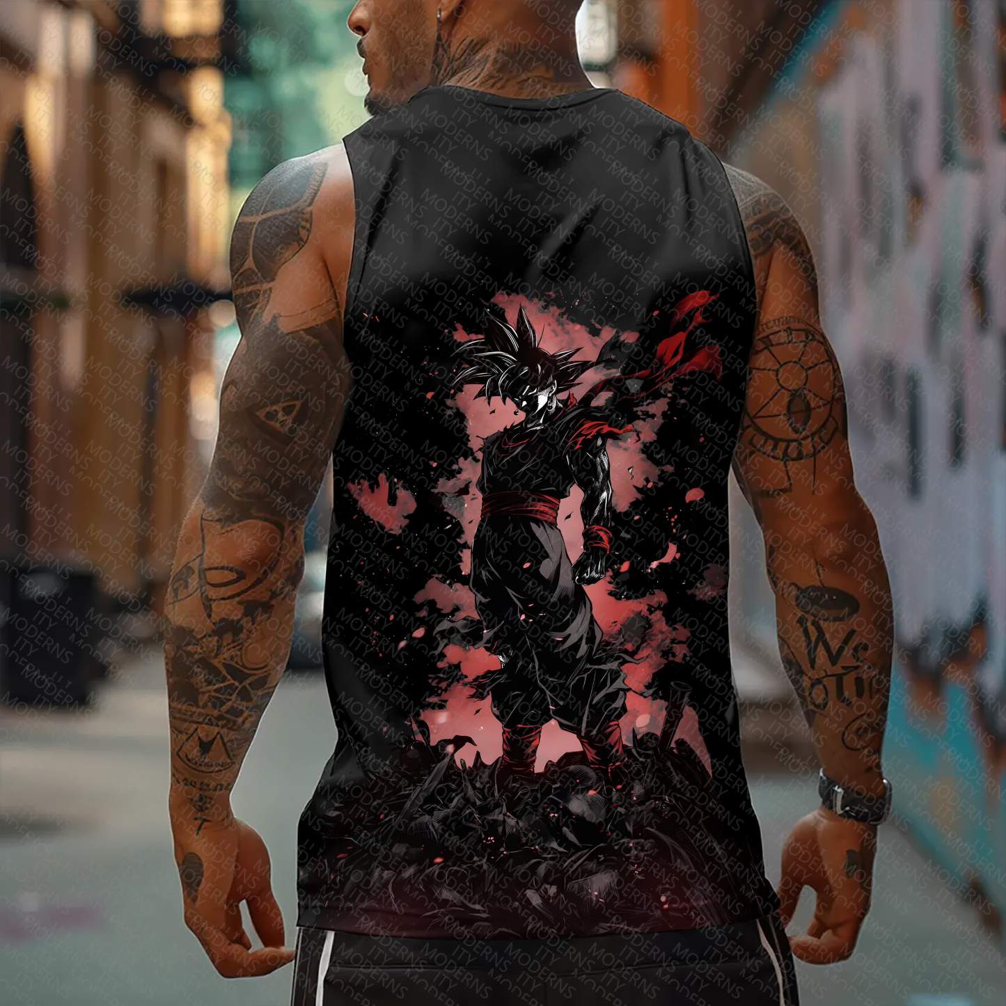 Oversized Anime Print Gym Tank Top