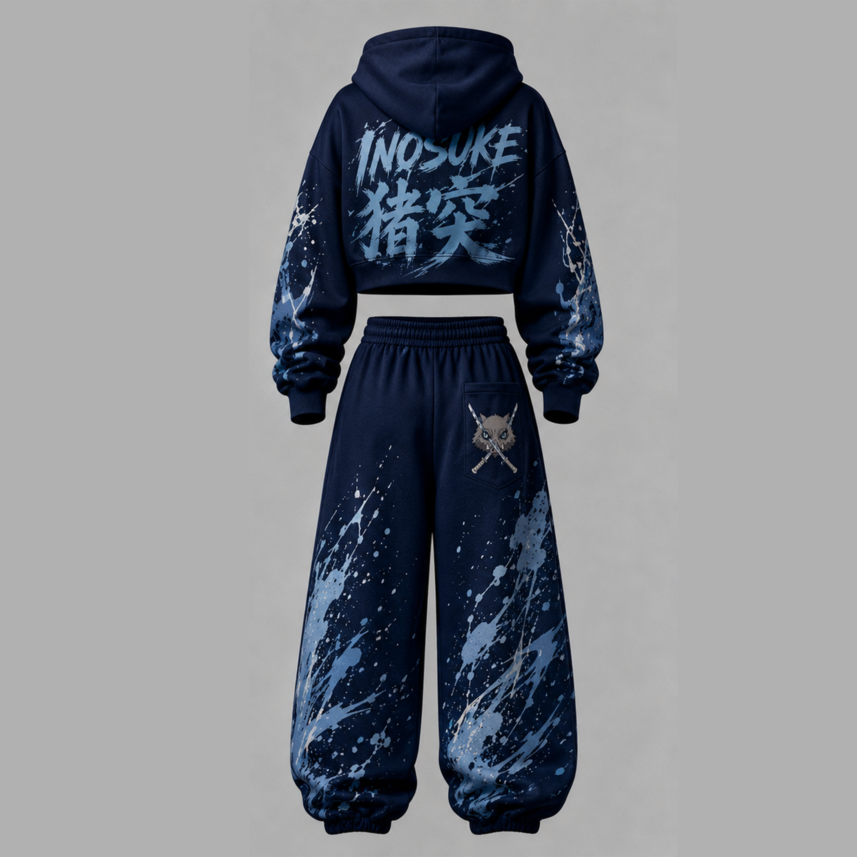 Demon Slayer Cropped Long Sleeve Hoodie & High Waist Jogger Pants Two Piece