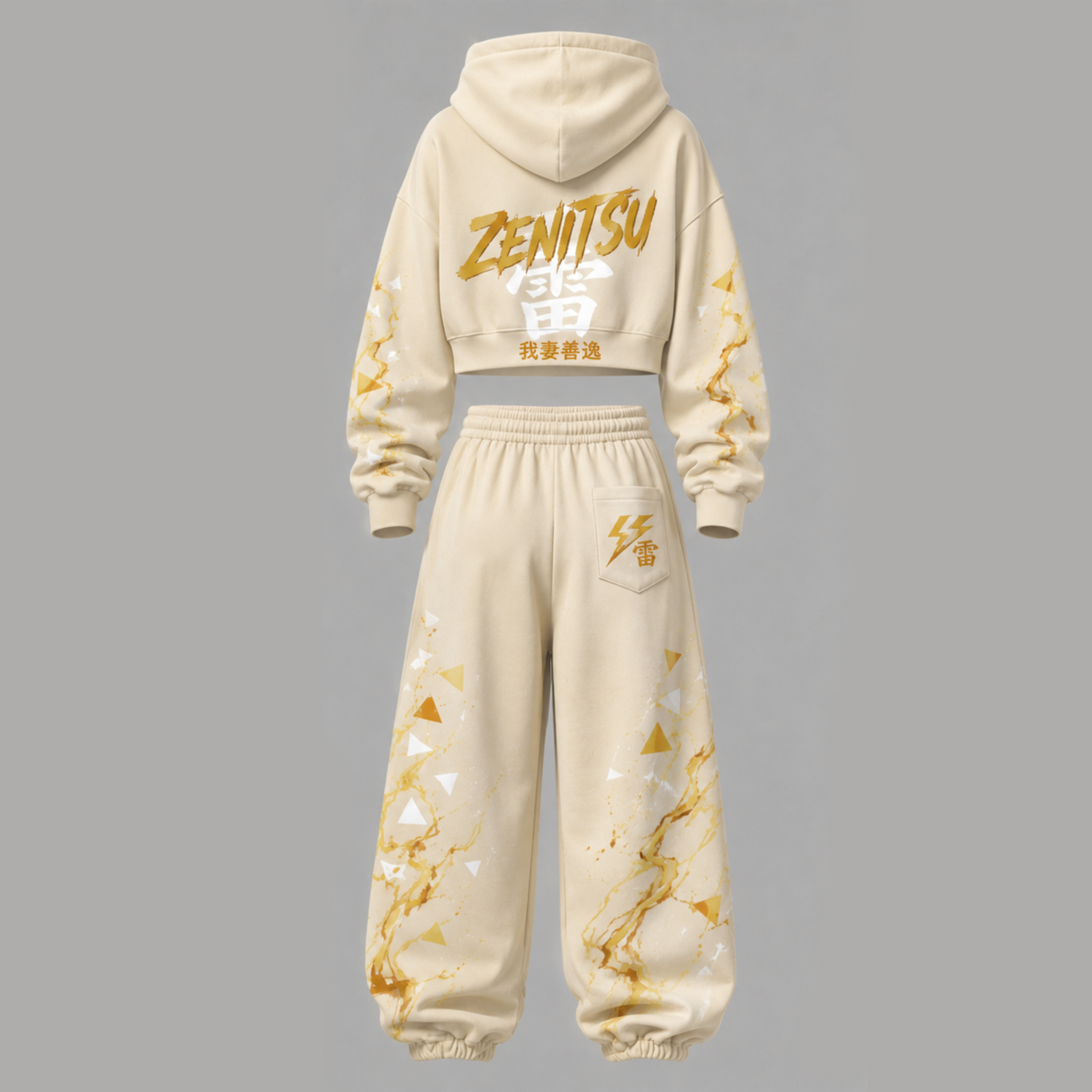 Demon Slayer Cropped Long Sleeve Hoodie & High Waist Jogger Pants Two Piece
