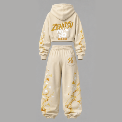 Demon Slayer Cropped Long Sleeve Hoodie & High Waist Jogger Pants Two Piece