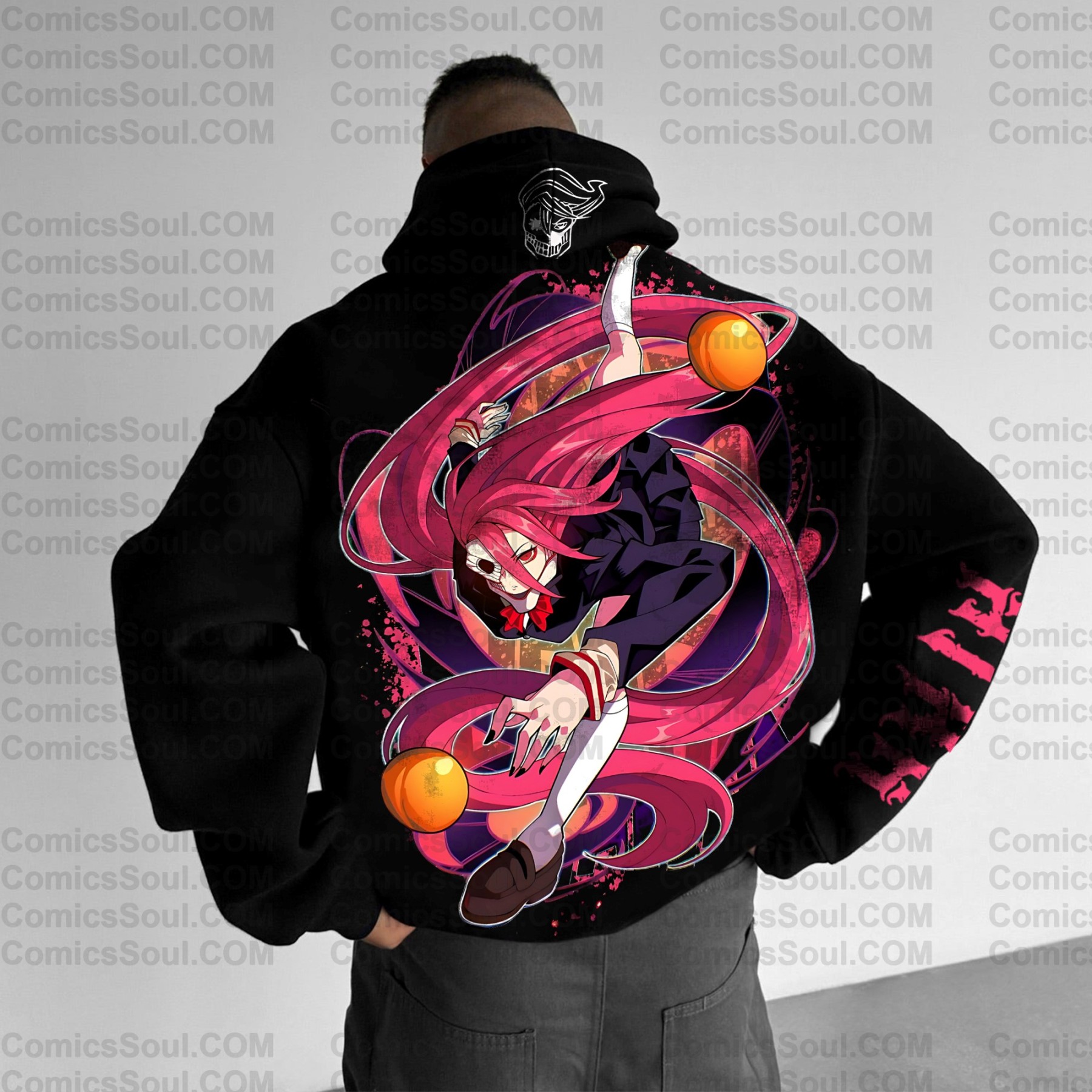 Unisex Anime Print Embroidered Casual Oversized Hoodie