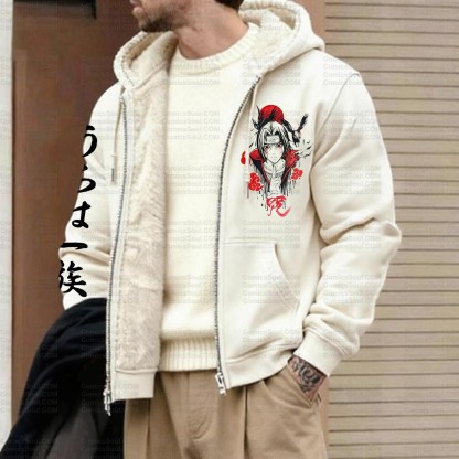 Unisex Graphic Streetwear Vintage Zipper Cardigan Plush Hoodid