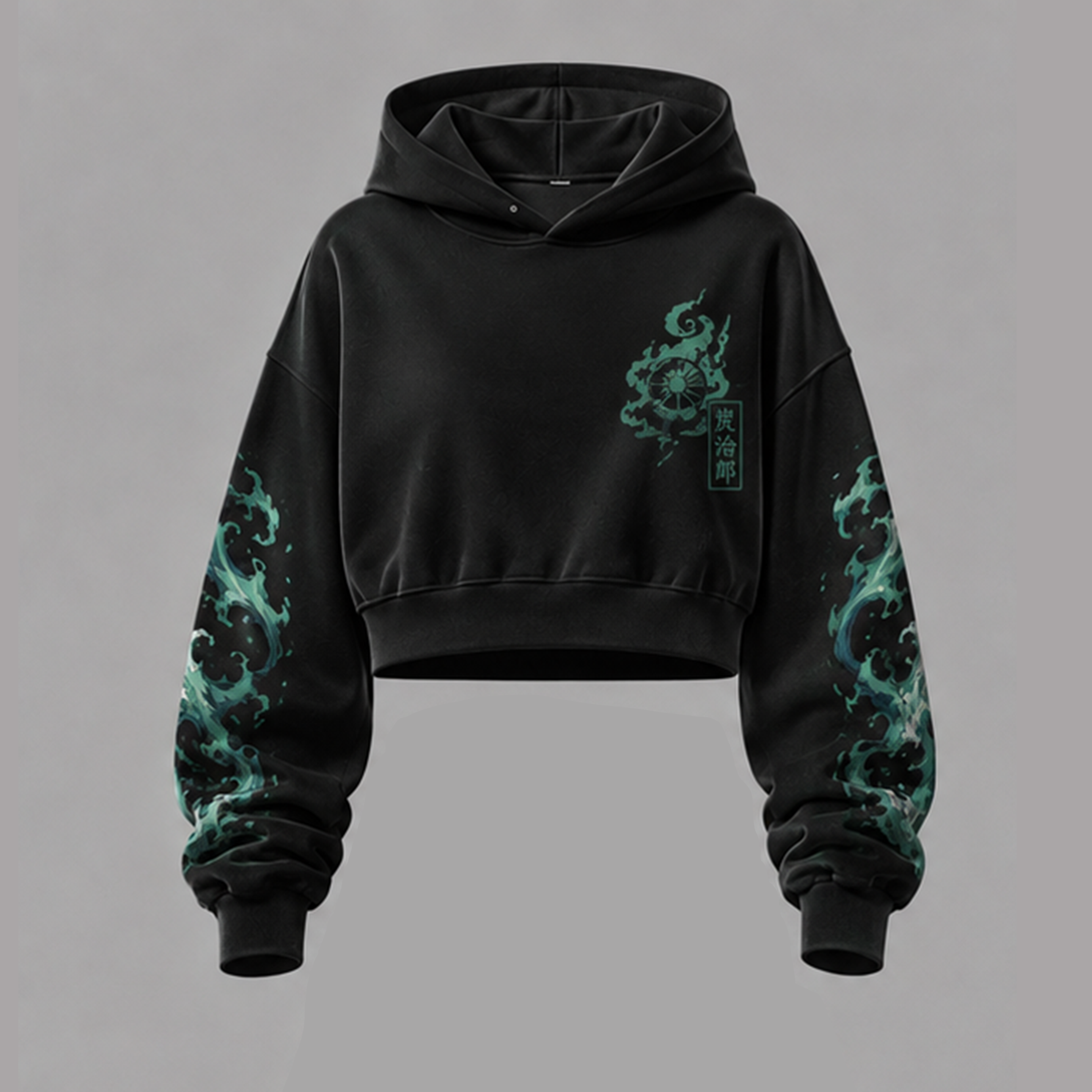 Demon Slayer Cropped Long Sleeve Hoodie & High Waist Jogger Pants Two Piece