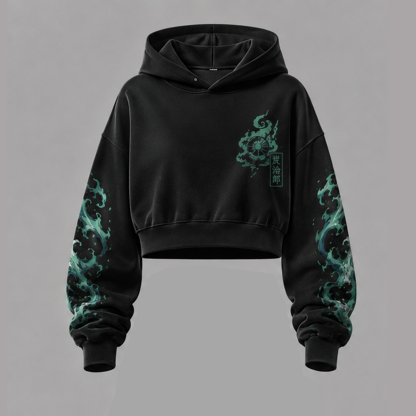 Demon Slayer Cropped Long Sleeve Hoodie & High Waist Jogger Pants Two Piece