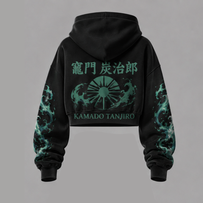 Demon Slayer Cropped Long Sleeve Hoodie & High Waist Jogger Pants Two Piece
