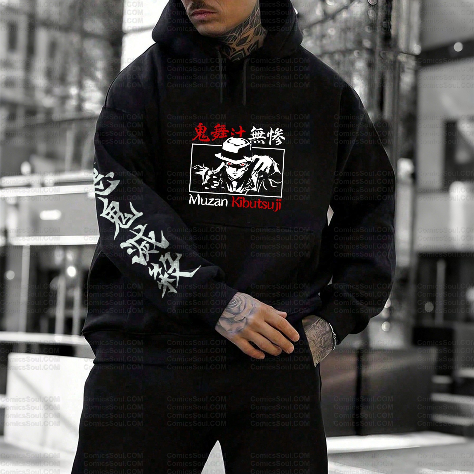 Unisex Anime Graphic Water wash Streetwear Vintage Hoodie