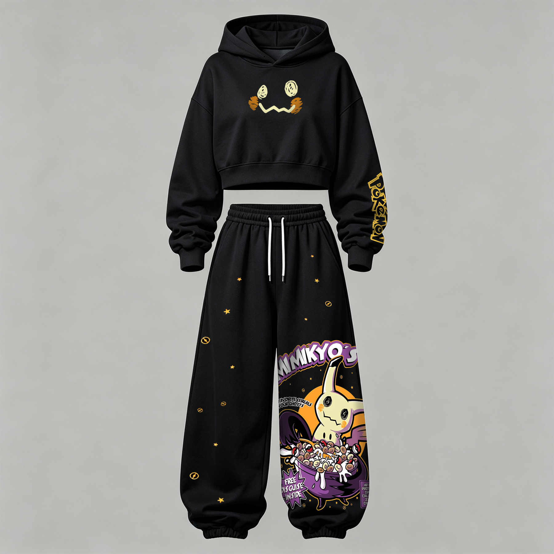 Pokémon Halloween Series Cropped Long Sleeve Hoodie & High Waist Jogger Pants Two Piece