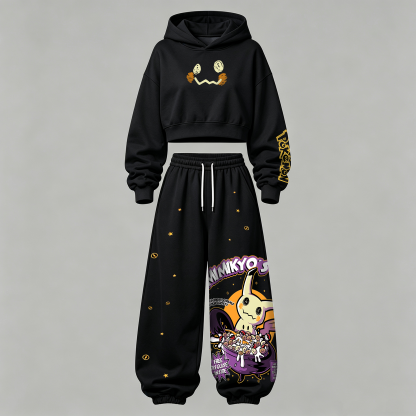 Pokémon Halloween Series Cropped Long Sleeve Hoodie & High Waist Jogger Pants Two Piece