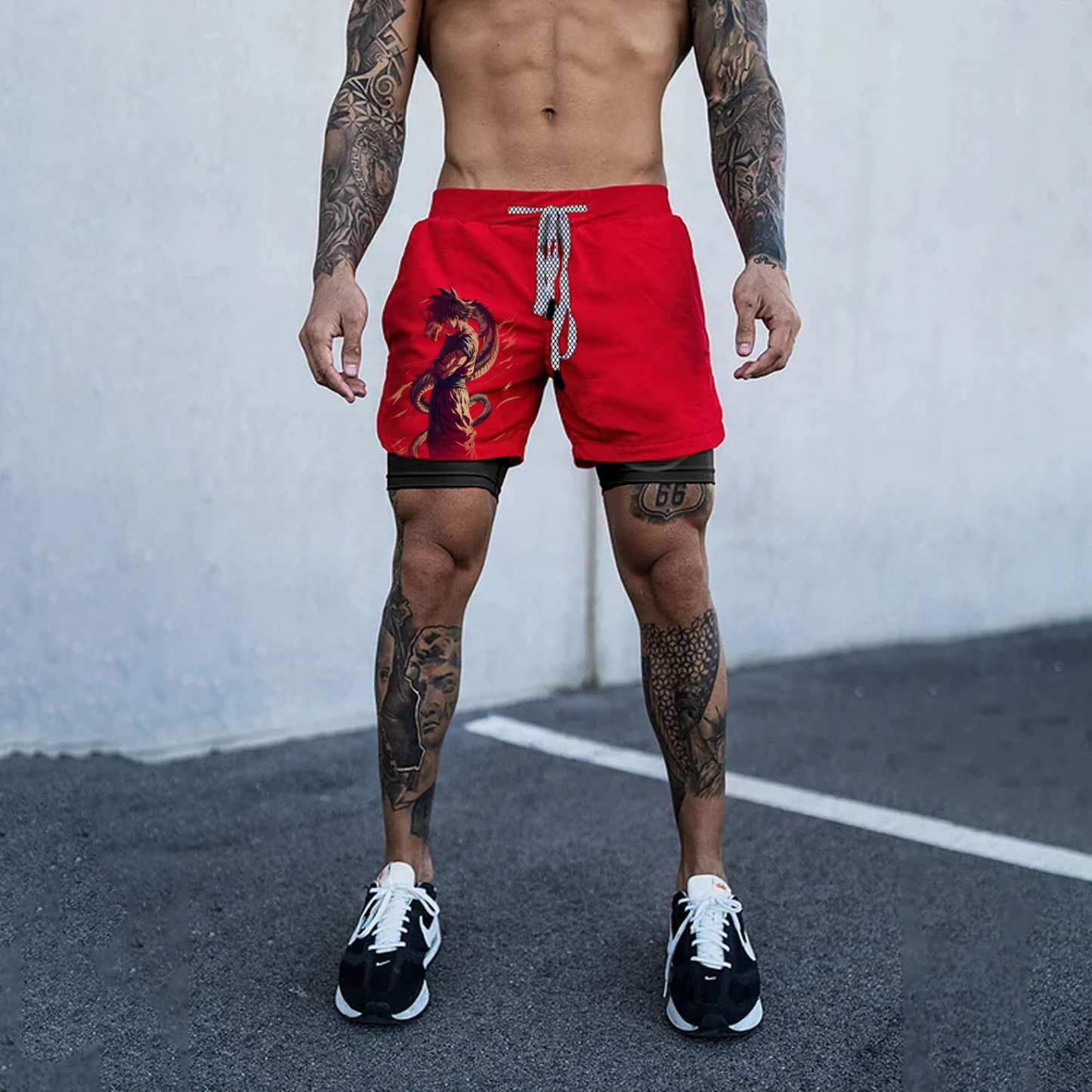 Unisex Anime Print Drawstring Dragon Ball Shorts