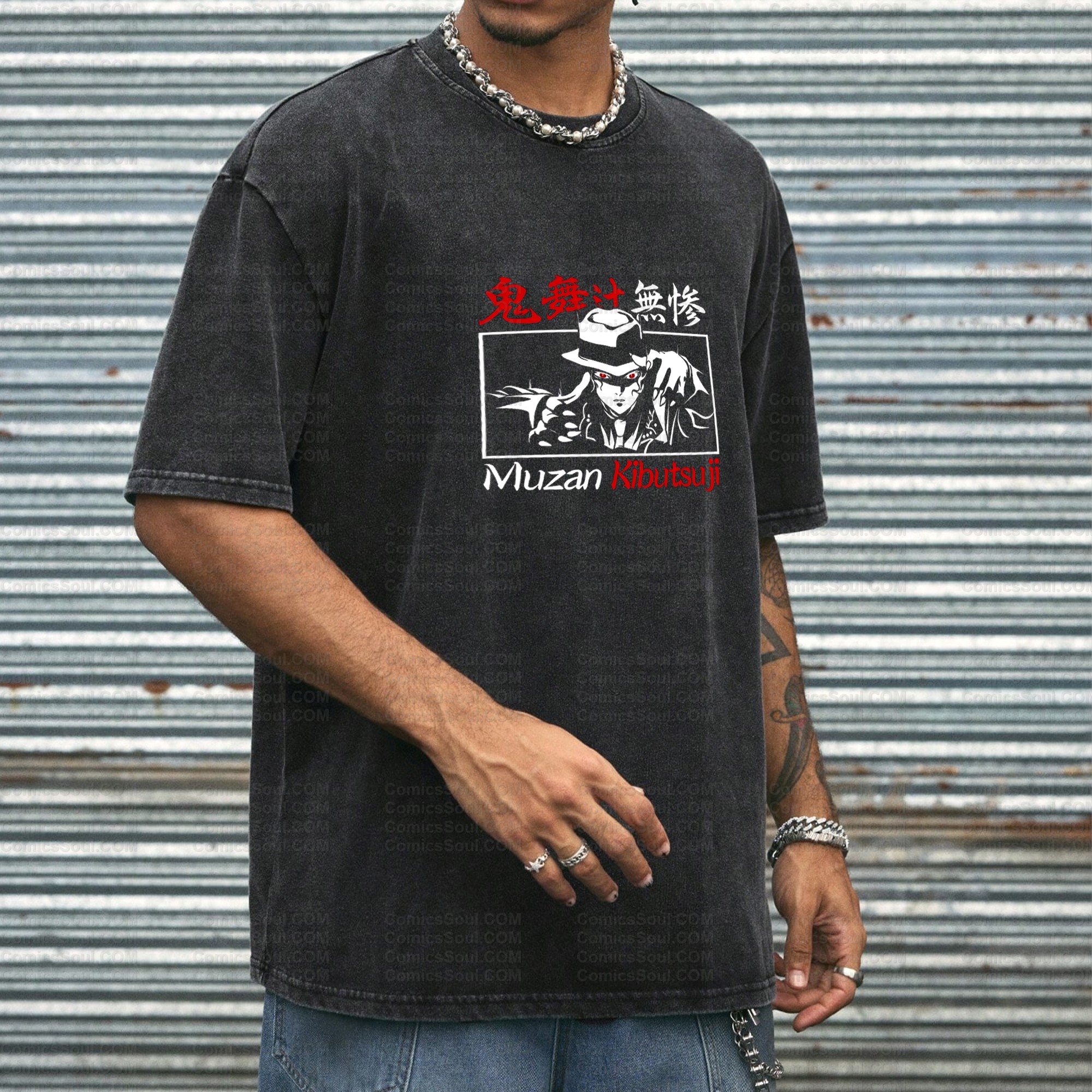 Unisex Anime Inspired Vintage Washed T-Shirt