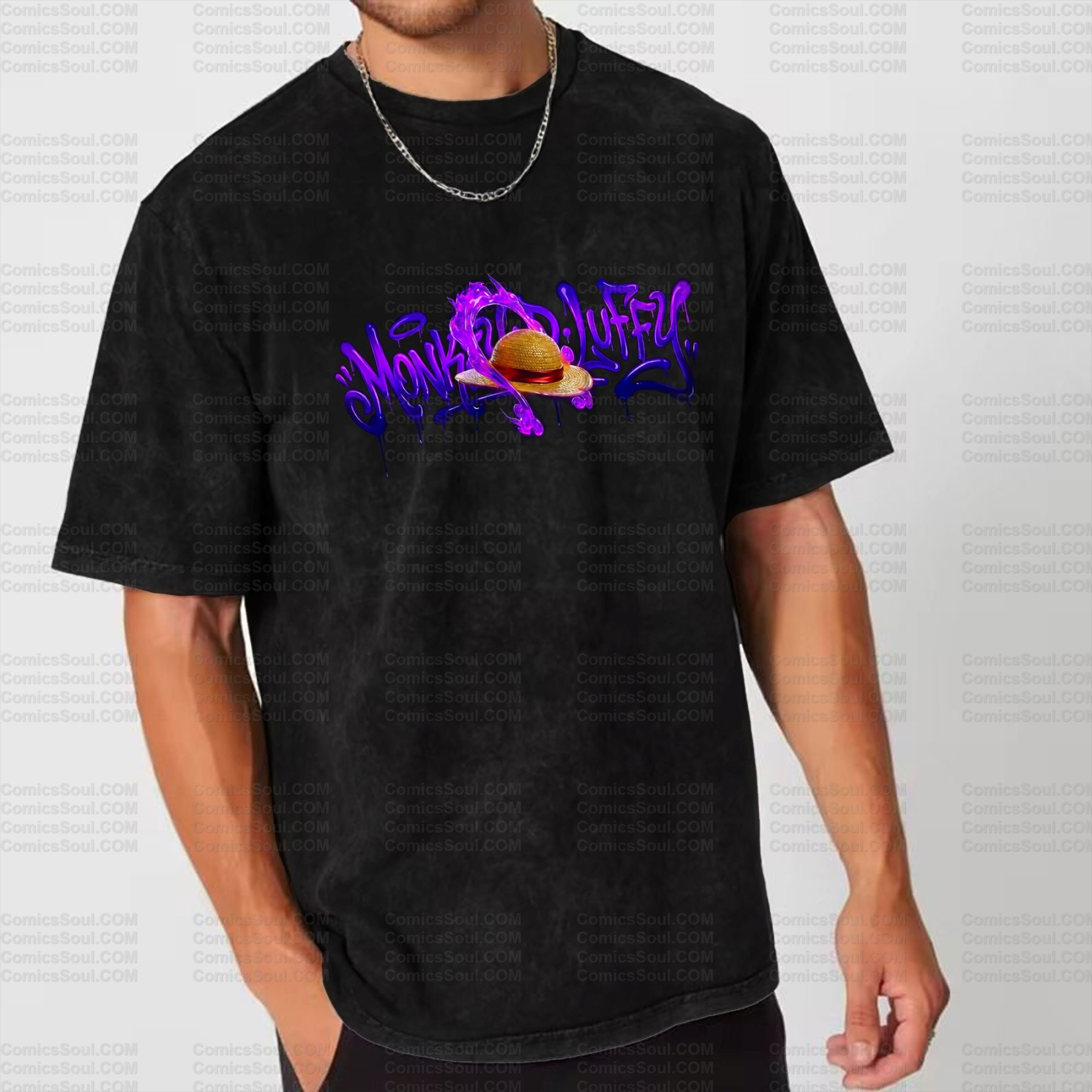 Unisex Anime Inspired Vintage Washed T-Shirt