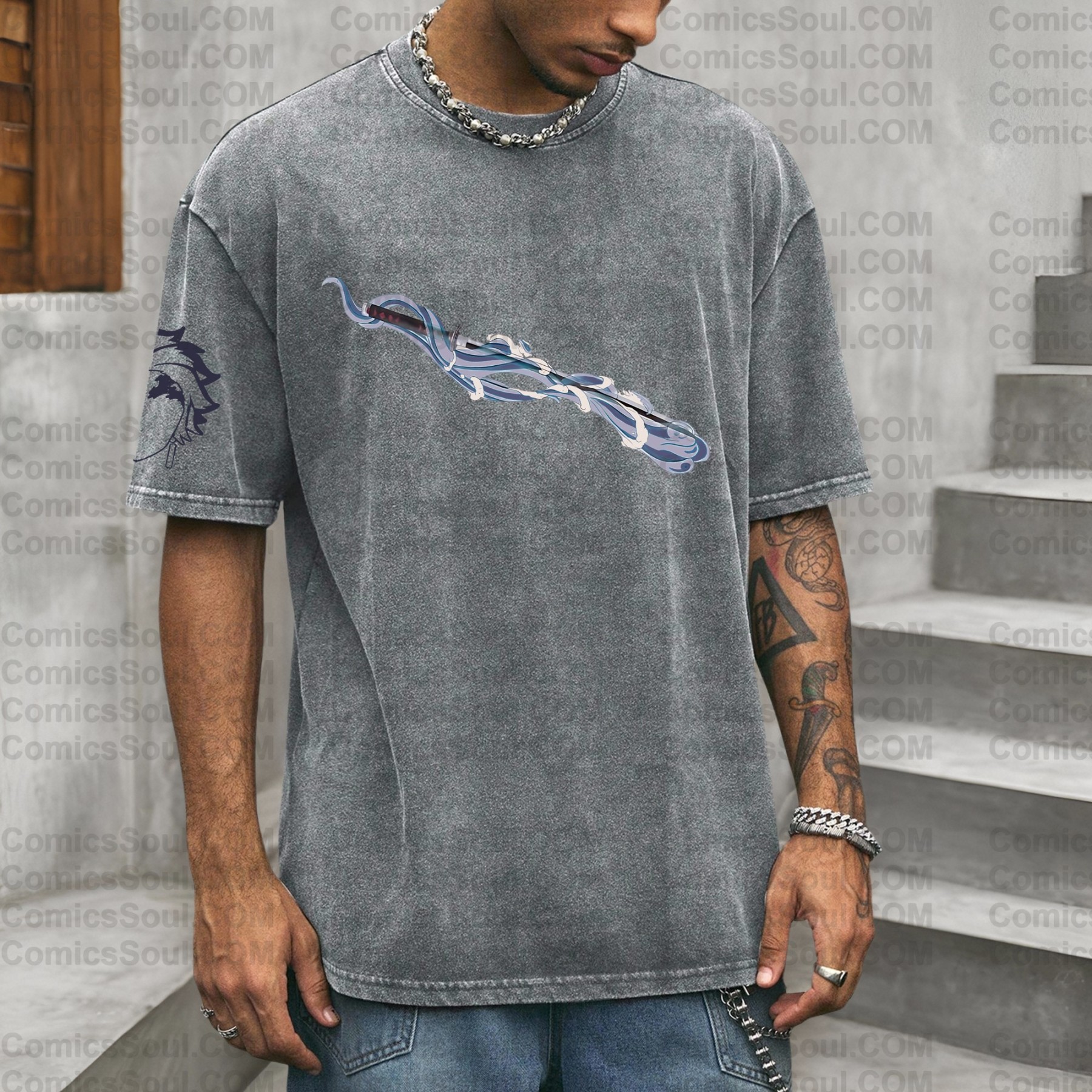 Vintage 3D Direct Inkjet Printed Washed Unisex T-Shirt