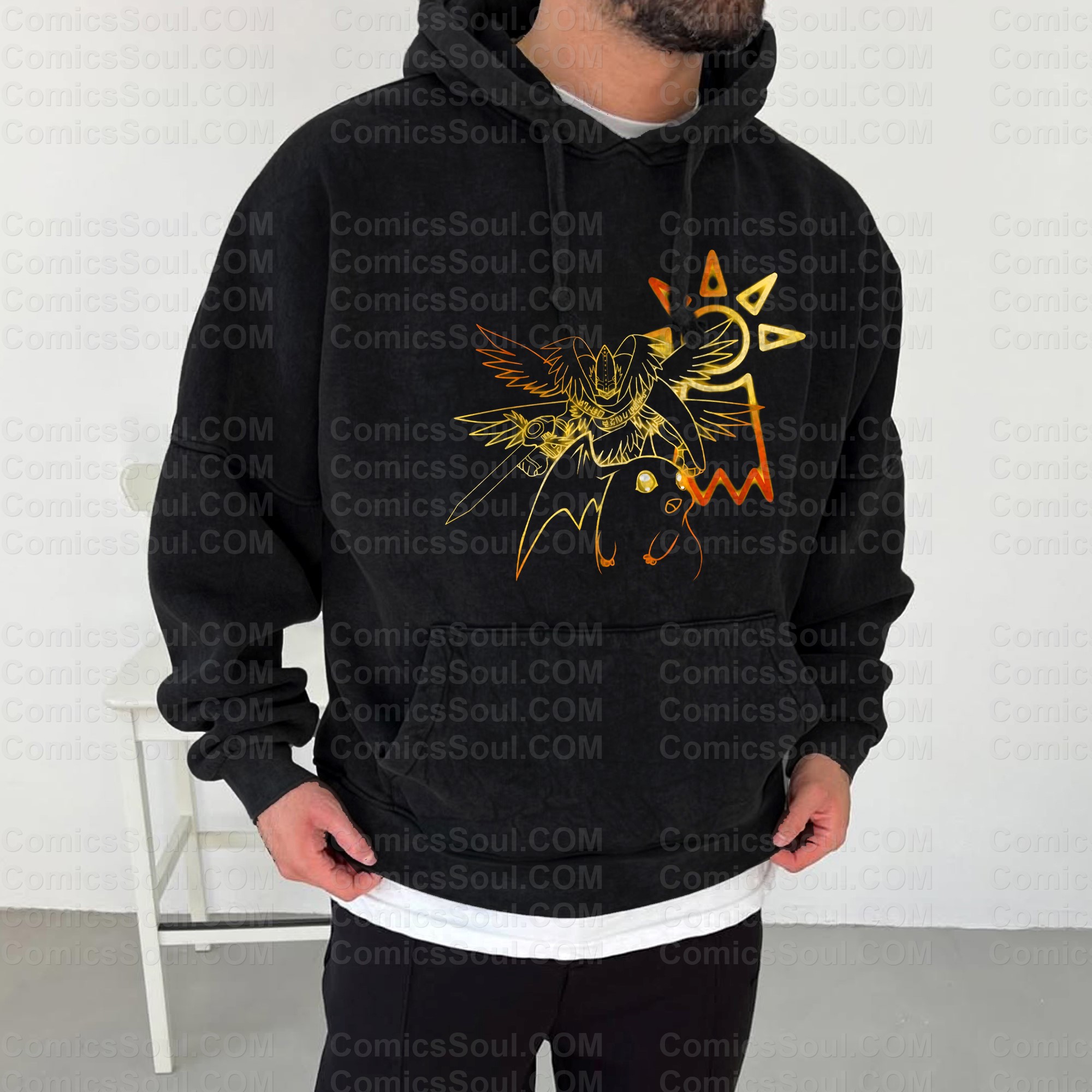 Vintage 3D Direct Inkjet Printed Washed Unisex Plush Hoodie