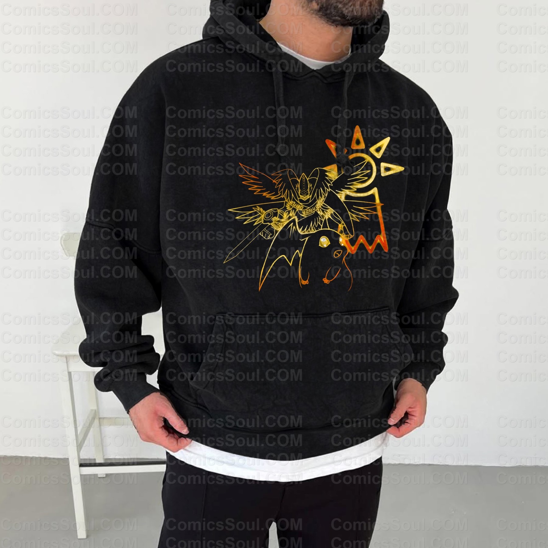 Vintage 3D Direct Inkjet Printed Washed Unisex Plush Hoodie