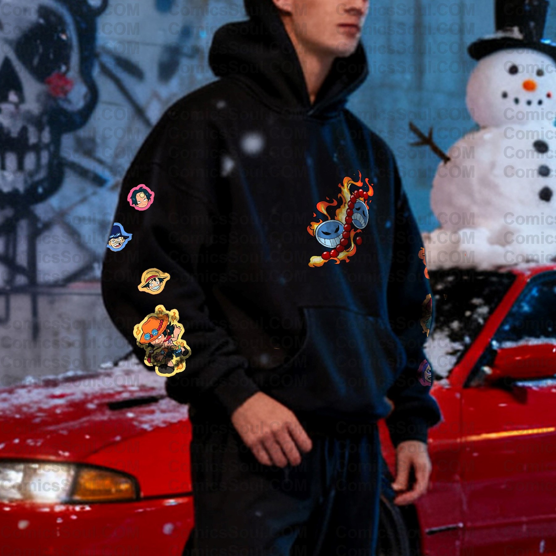 Plus Velvet Unisex Anime Graphic Streetwear Vintage Hoodieluffy