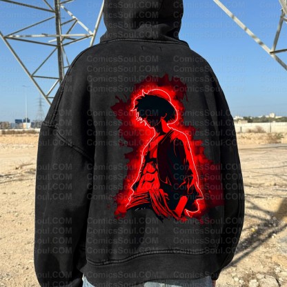 Vintage 3D Direct Inkjet Printed Washed Unisex Plush Hoodie