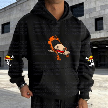 Plus Velvet Unisex Anime Graphic Streetwear Vintage Hoodieluffy