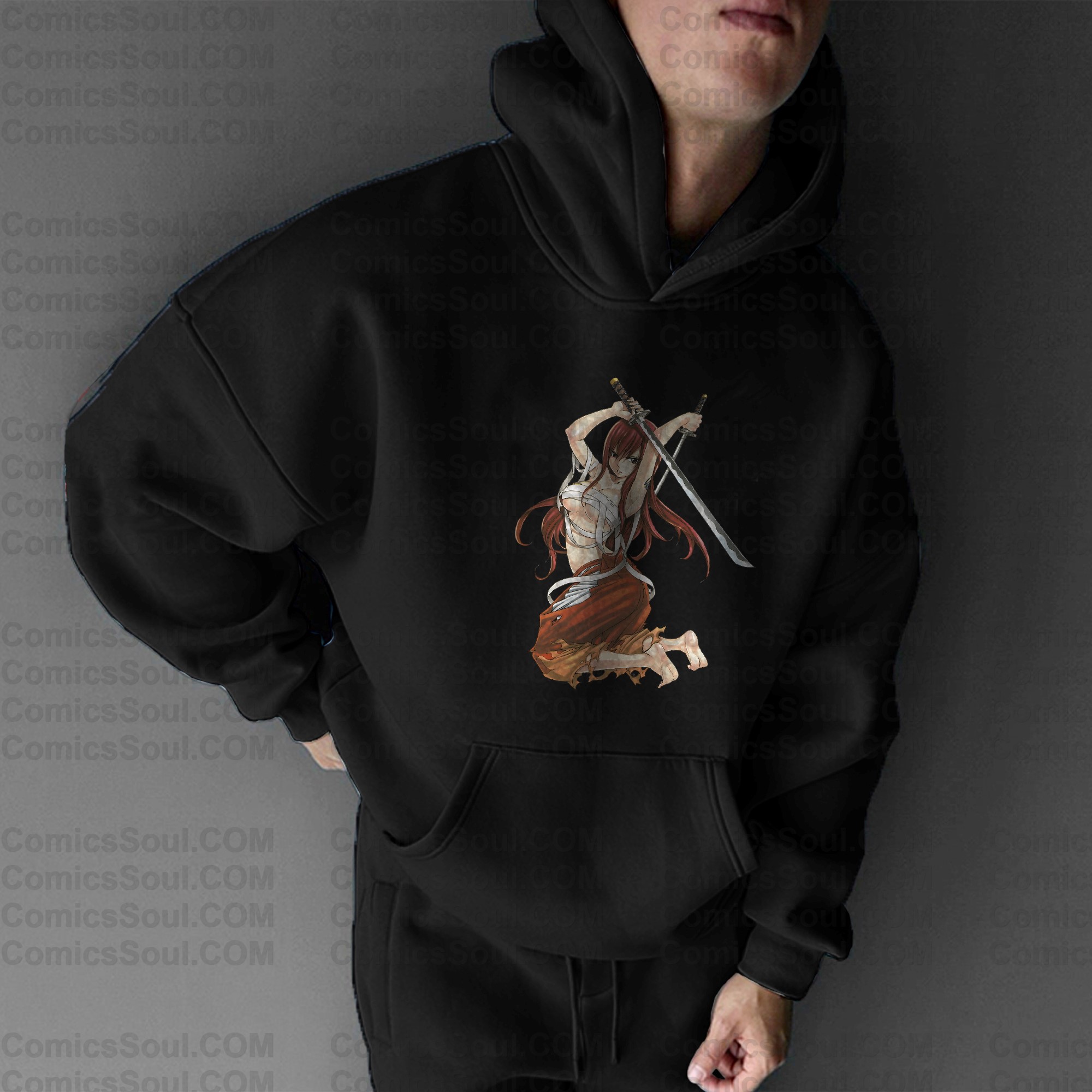 Plus Velvet Unisex Anime Graphic Streetwear Vintage Hoodie