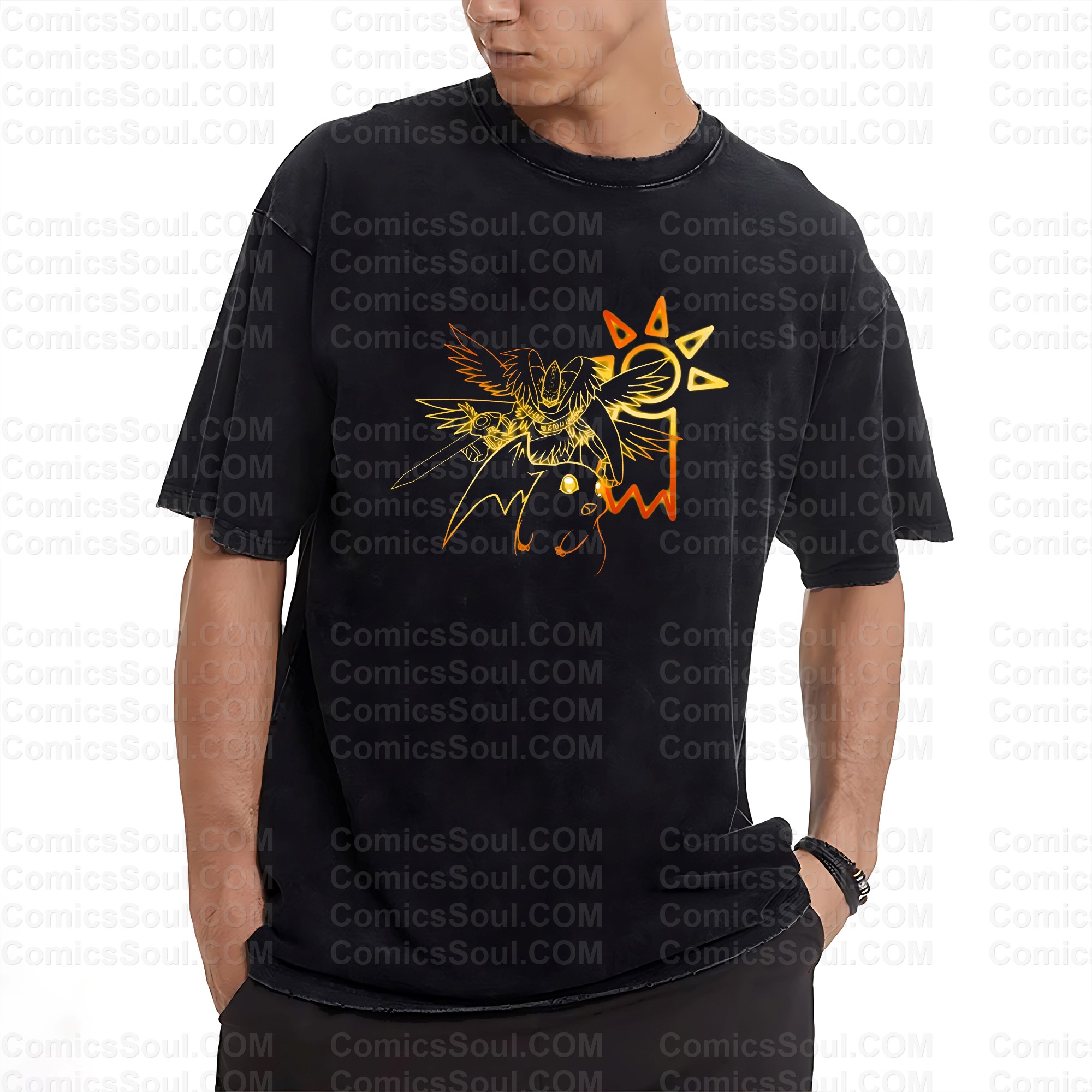 Vintage 3D Direct Inkjet Printed Washed Unisex T-Shirt