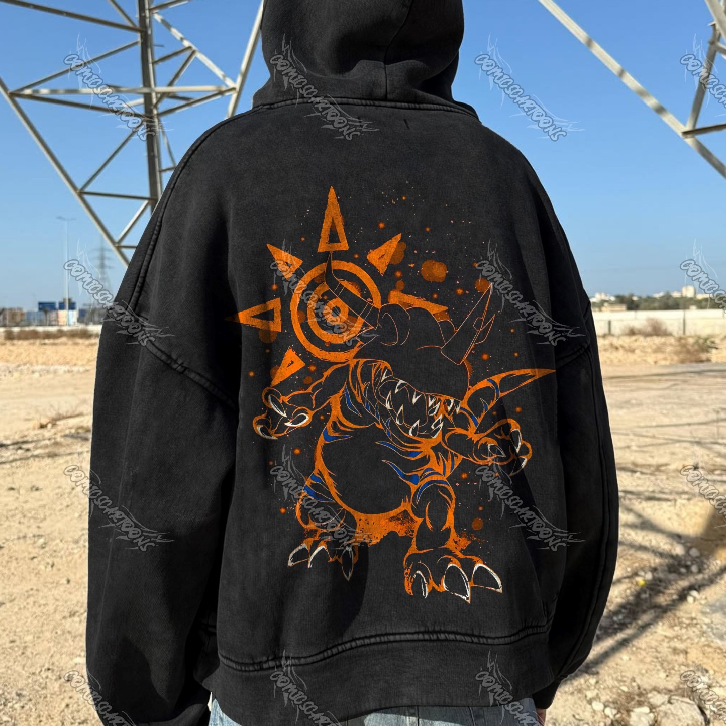 Vintage 3D Direct Inkjet Printed Washed Unisex Plush Hoodie