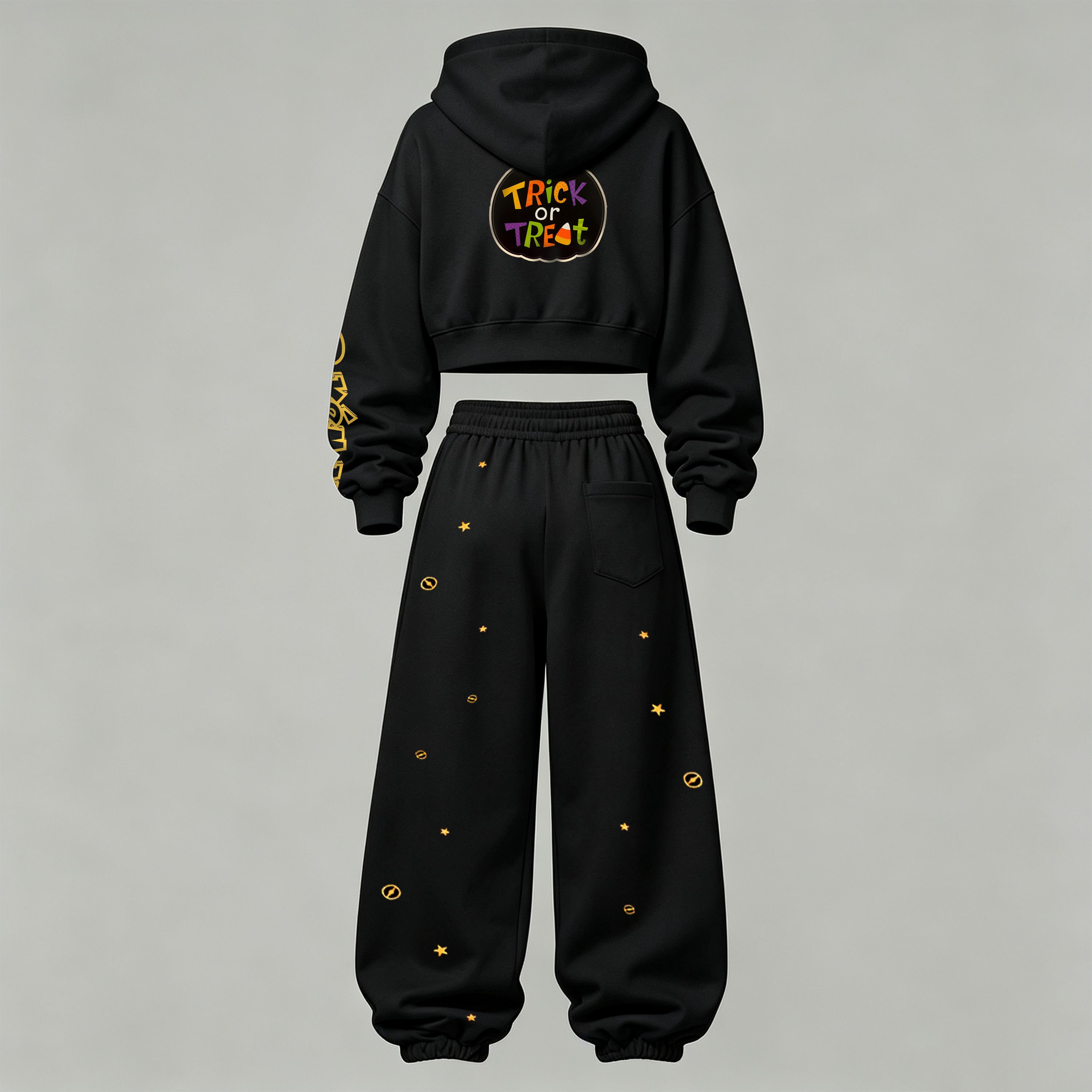 Pokémon Halloween Series Cropped Long Sleeve Hoodie & High Waist Jogger Pants Two Piece