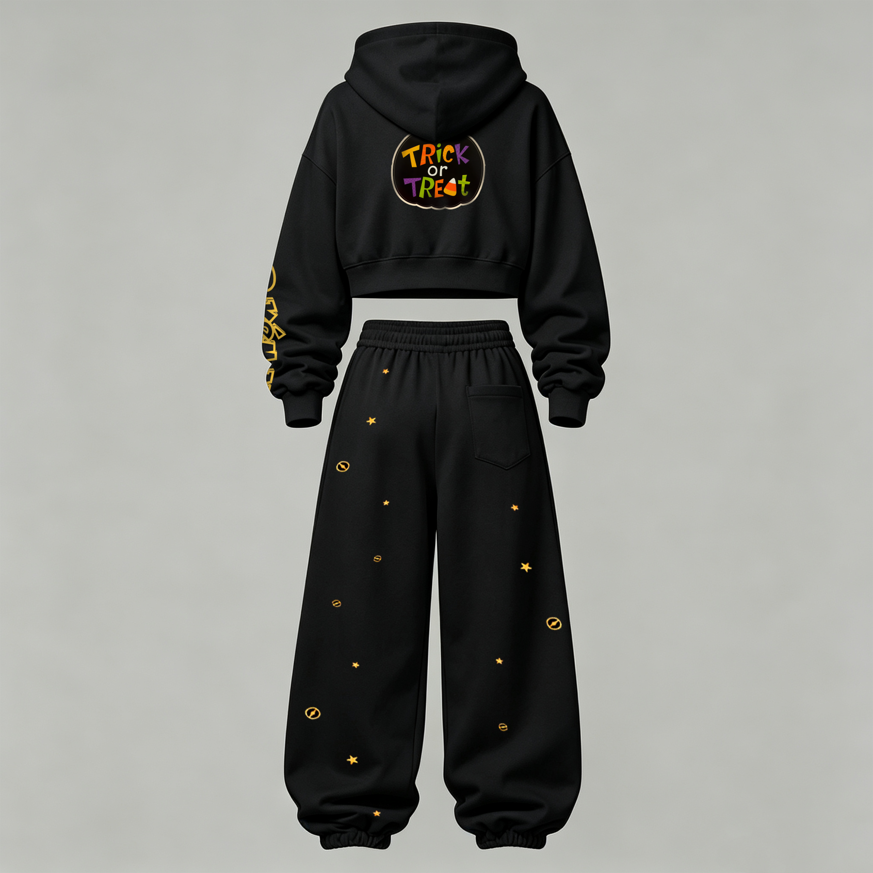 Pokémon Halloween Series Cropped Long Sleeve Hoodie & High Waist Jogger Pants Two Piece