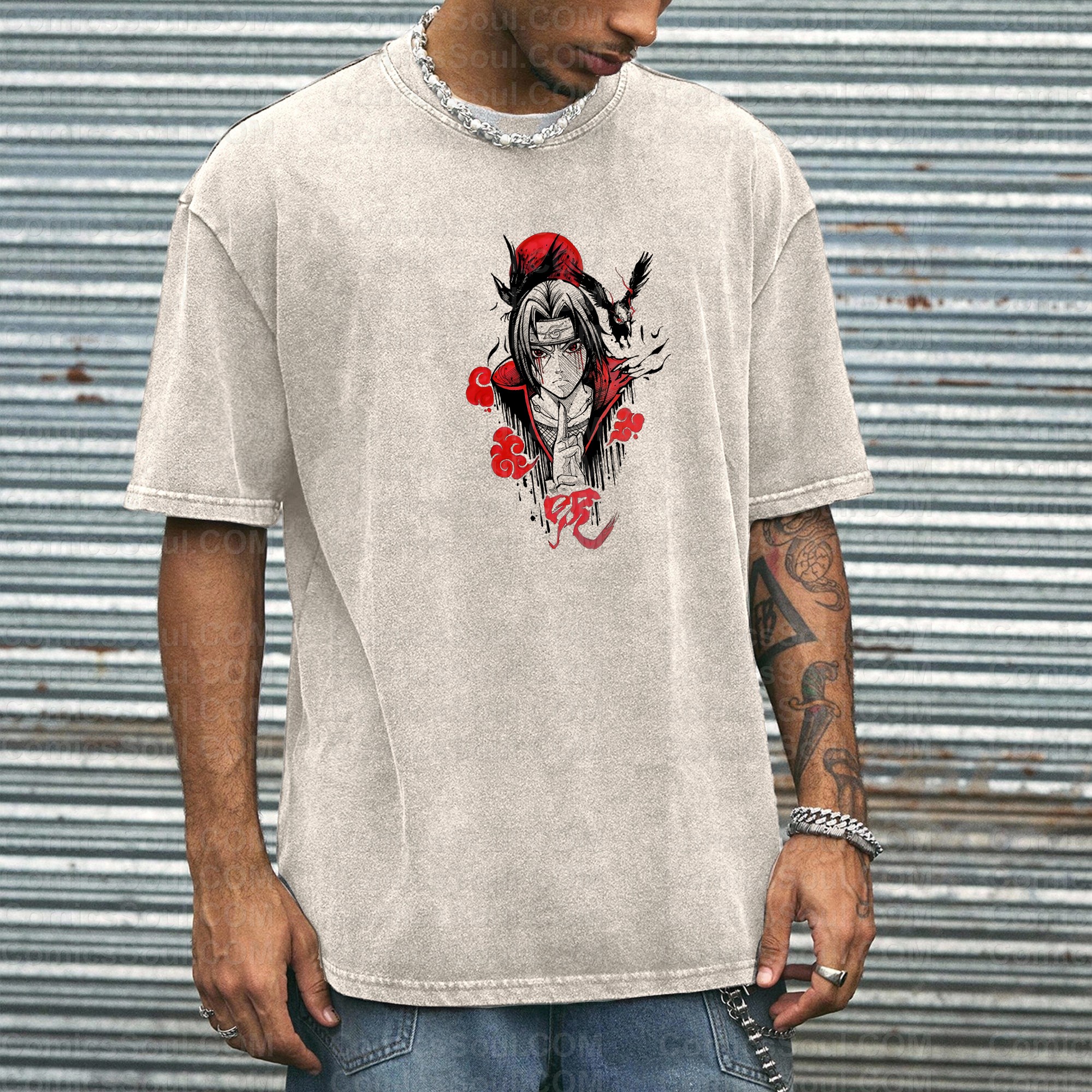 Unisex Anime Inspired Vintage Washed T-Shirt