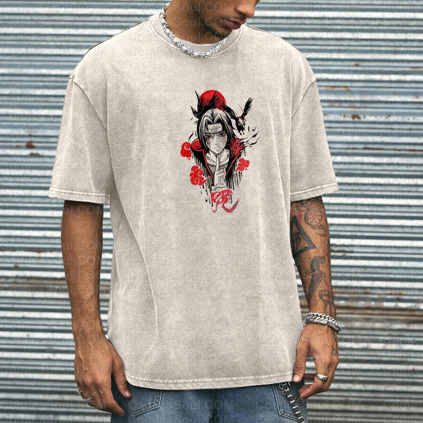 Unisex Anime Inspired Vintage Washed T-Shirt