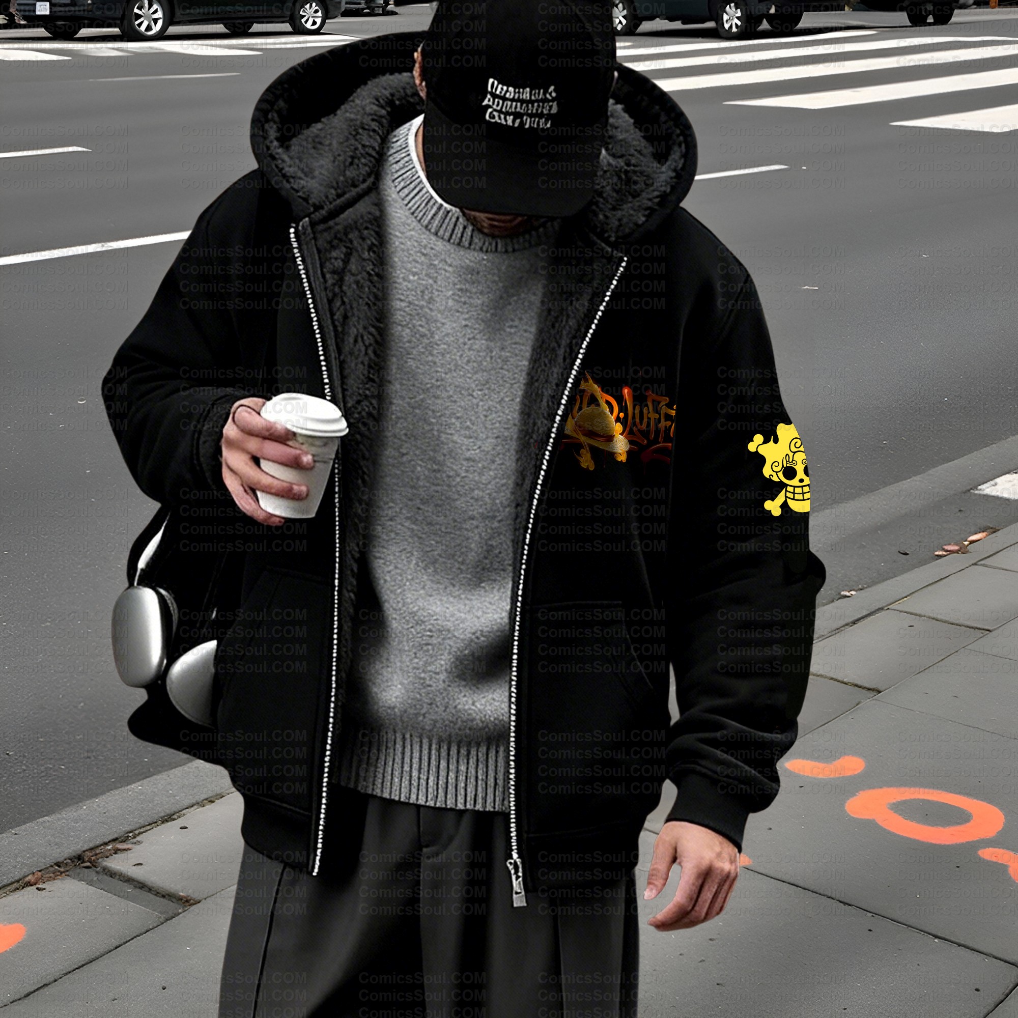 Unisex Graphic Streetwear Vintage Zipper Cardigan Plush Hoodie