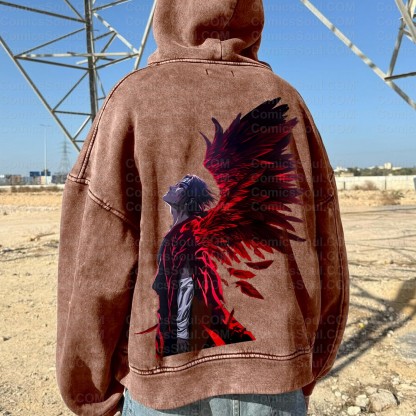 Vintage 3D Direct Inkjet Printed Washed Unisex Plush Hoodie