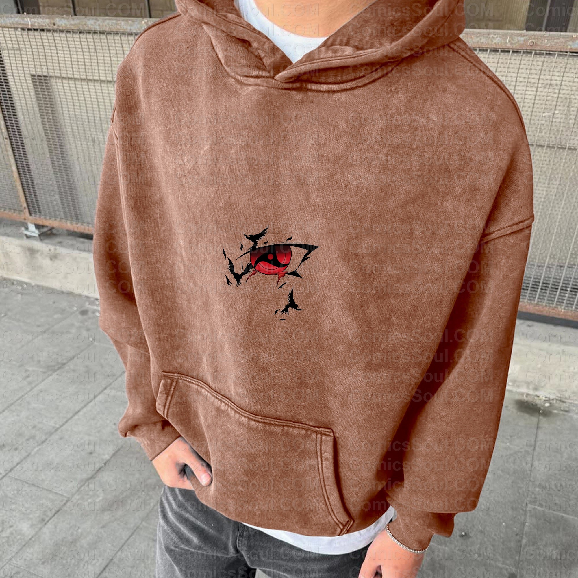 Vintage 3D Direct Inkjet Printed Washed Unisex Plush Hoodie