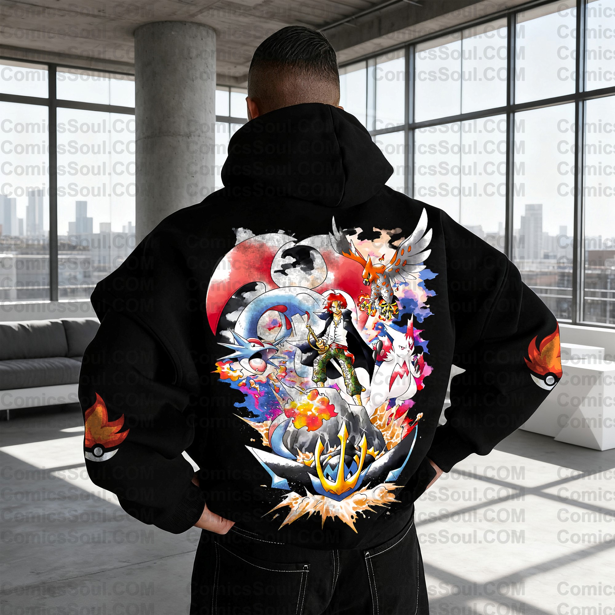 Plus Velvet Unisex Anime Graphic Streetwear Vintage Hoodie