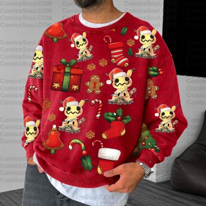 ChristmasPlus Velvet Unisex Anime Inspired Vintage Sweatshirt