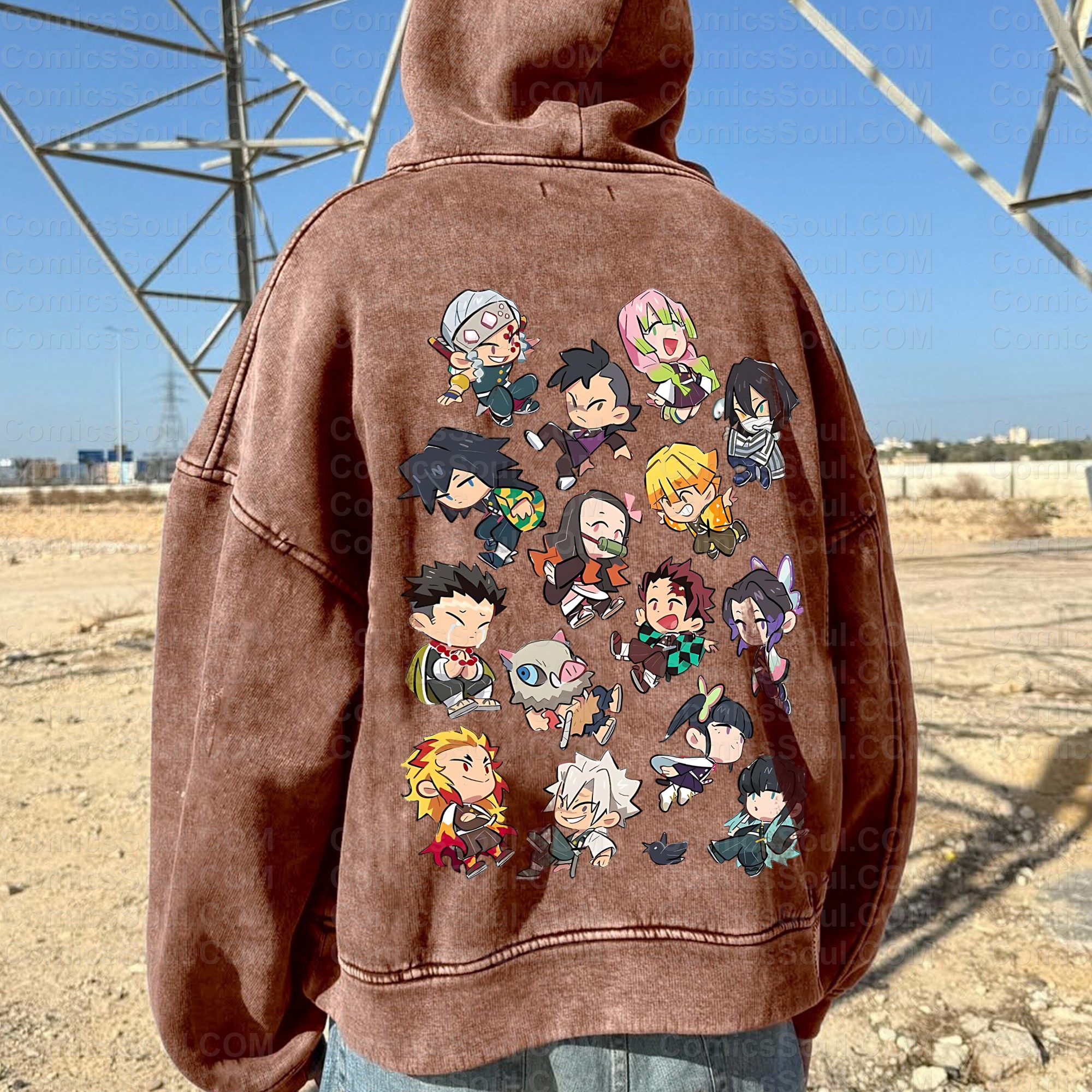 Vintage 3D Direct Inkjet Printed Washed Unisex Plush Hoodie