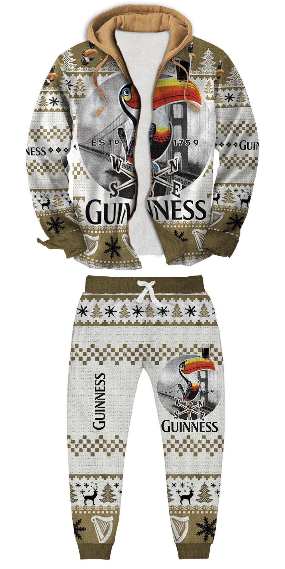 Unisex Fake Two Gradient Plaid Long-Sleeved Shirts Jacket Set