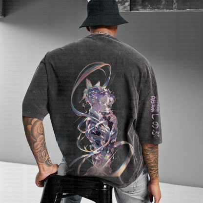 Unisex Anime Inspired Vintage Washed T-Shirt丨Demon Slayer