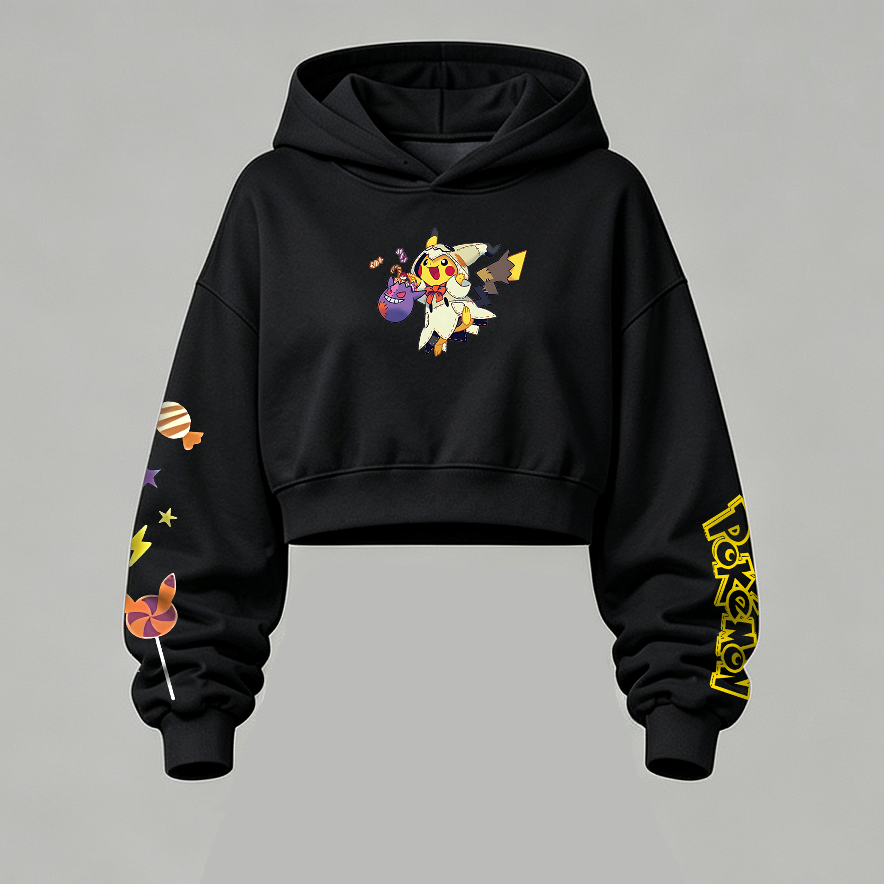 Pokémon Halloween Series Cropped Long Sleeve Hoodie & High Waist Jogger Pants Two Piece