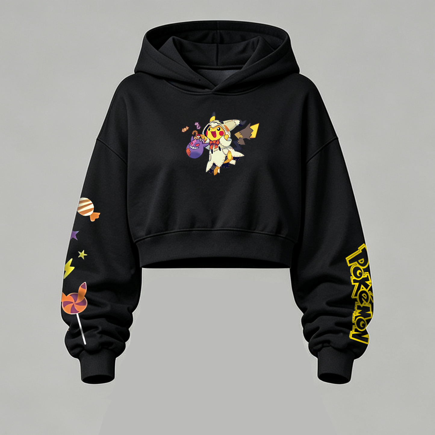 Pokémon Halloween Series Cropped Long Sleeve Hoodie & High Waist Jogger Pants Two Piece