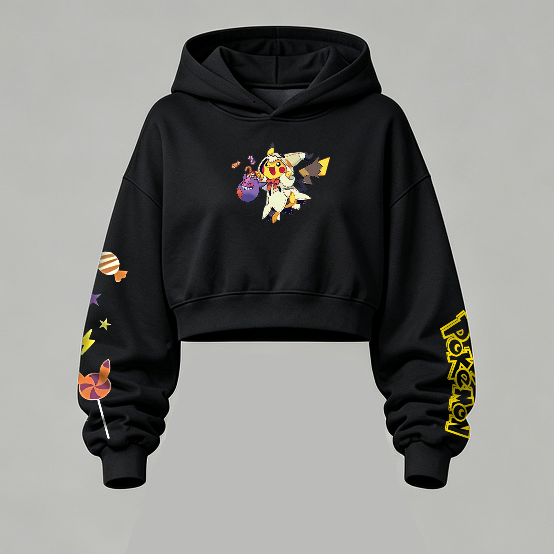 Pokémon Halloween Series Cropped Long Sleeve Hoodie & High Waist Jogger Pants Two Piece