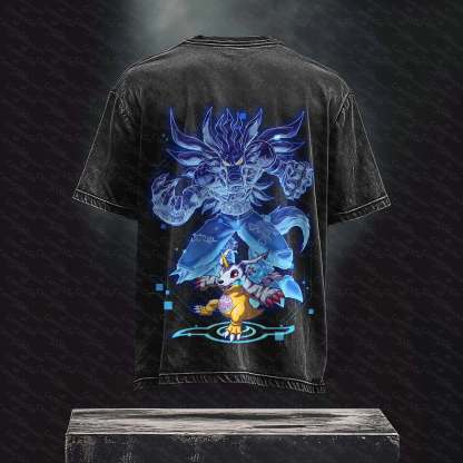 Unisex Anime Inspired Vintage Washed T-Shirt丨 Digimon