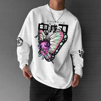 Unisex “Demon Slayer X Pokémon” Anime Graphic Streetwear Vintage Long-Sleeved T-shirt