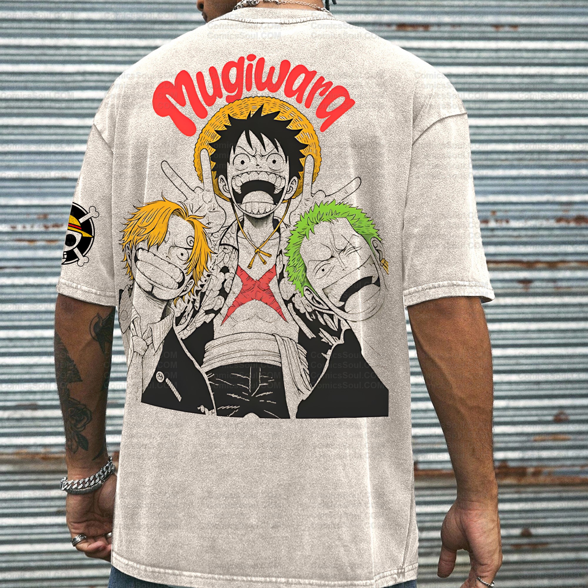 One Piece Printed Unisex Washed T-Shirt