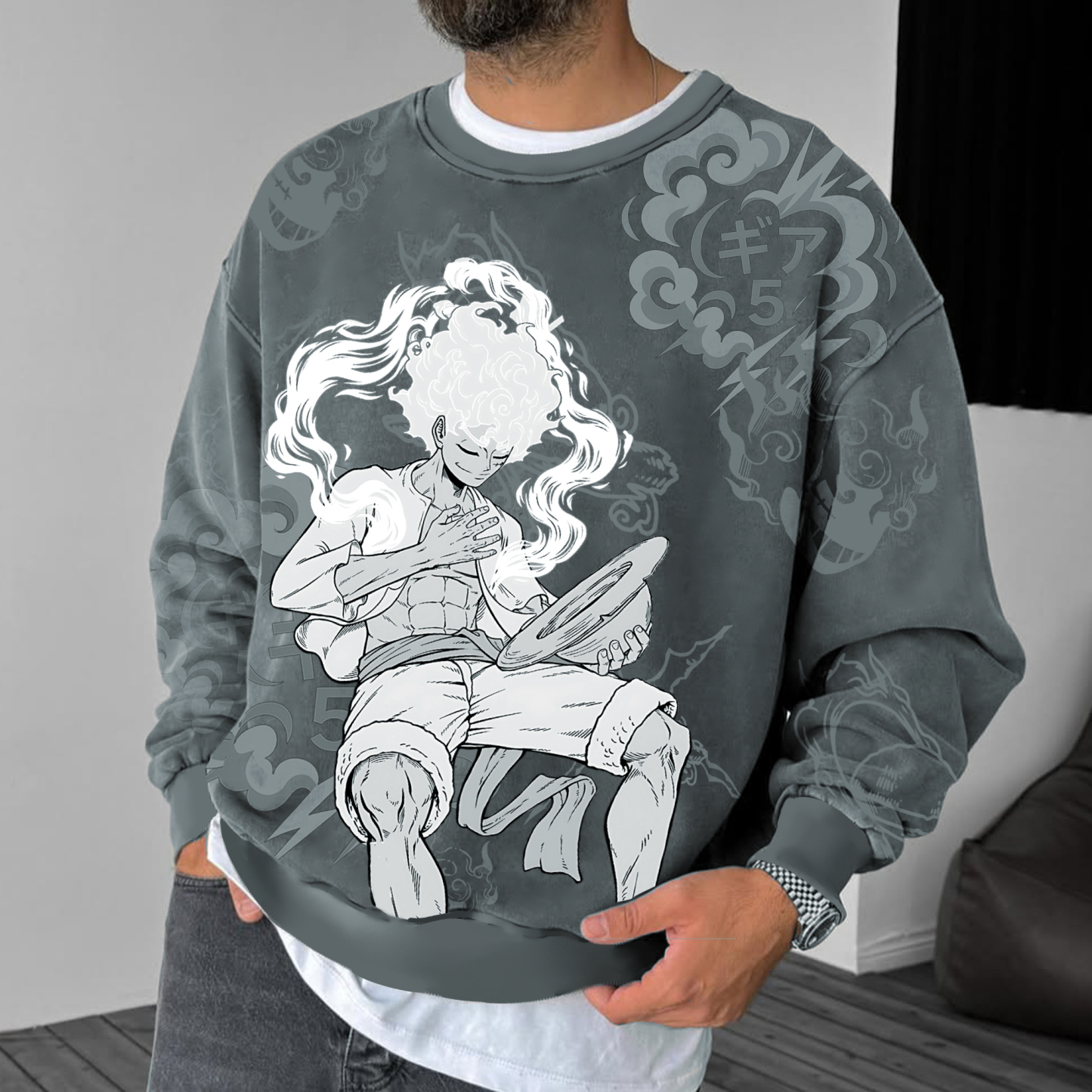Plus Velvet Unisex Anime Inspired Vintage Sweatshirt