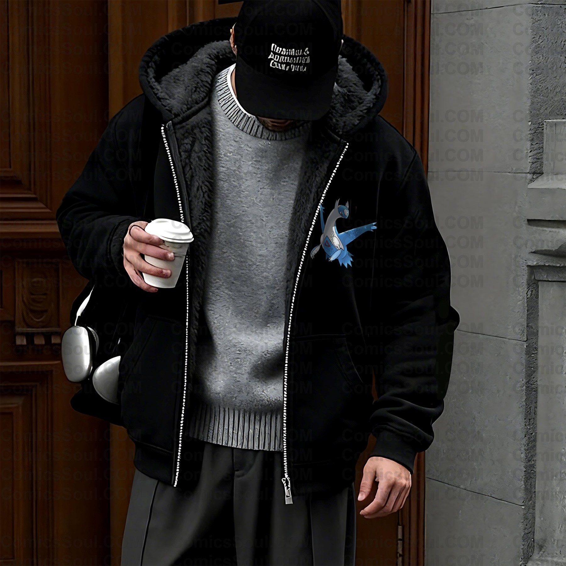 Unisex Graphic Streetwear Vintage Zipper Cardigan Plush Hoodie