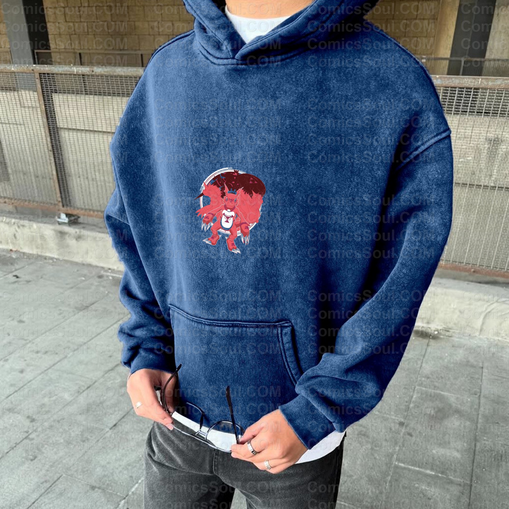 Vintage 3D Direct Inkjet Printed Washed Unisex Plush Hoodie