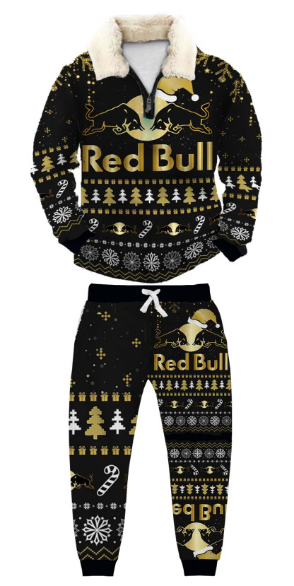 Unisex Christmas 1/4 Zip Stand Fleece Collar Thick Sweatshirt & Sweatpant