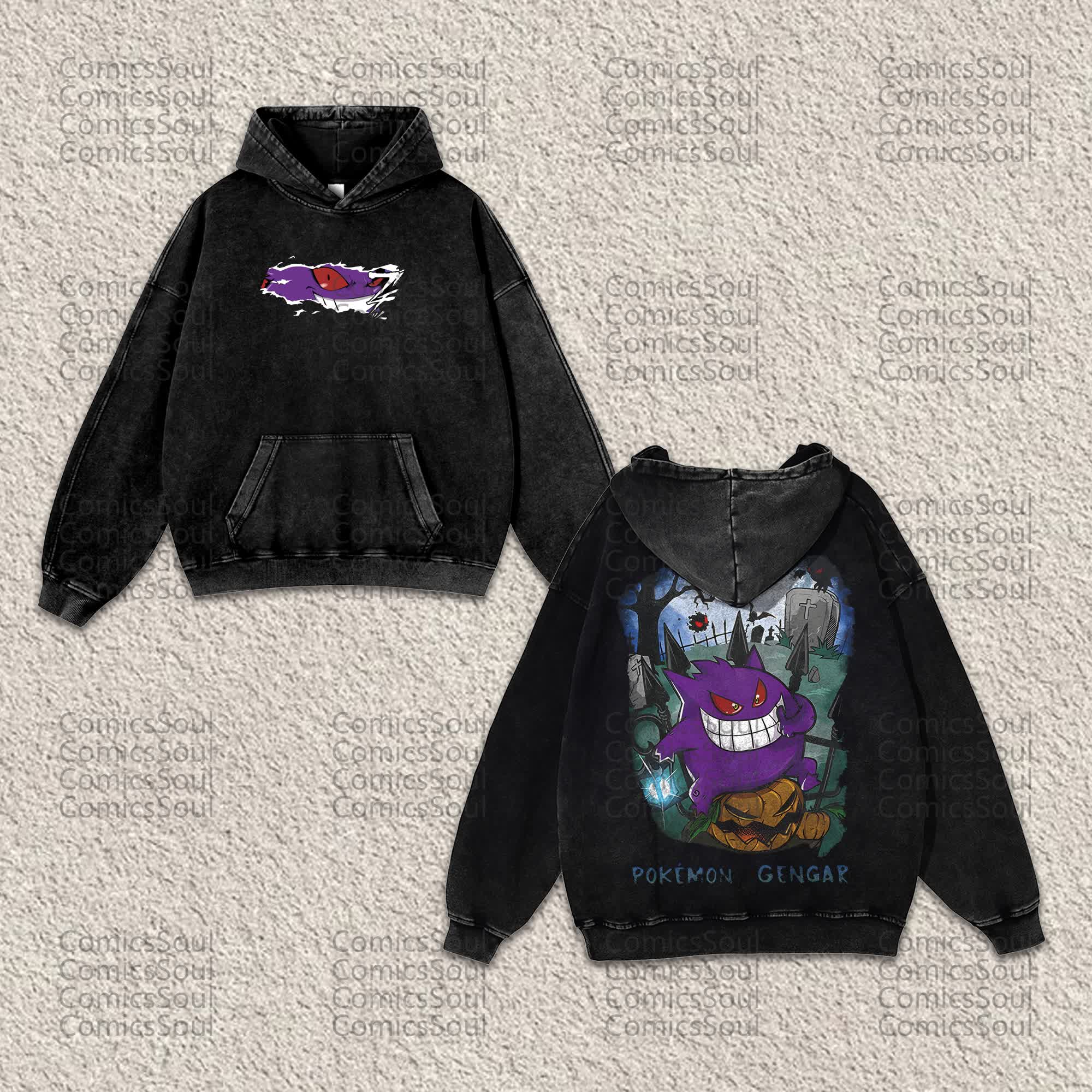 Unisex “ Pokémon” Anime Graphic Streetwear Vintage Washed Hoodie