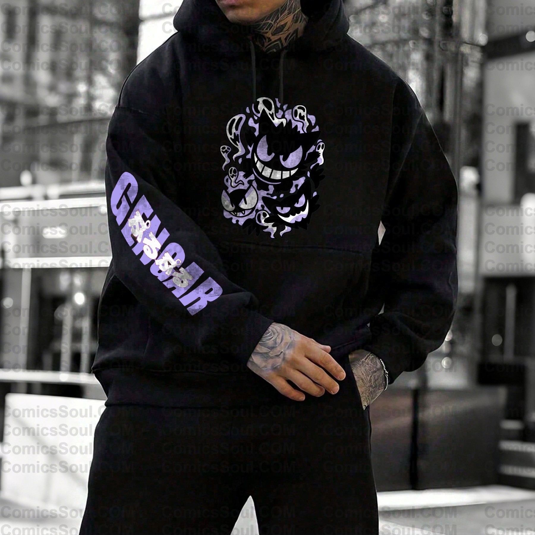 Unisex Anime Graphic Streetwear Vintage Plush Hoodie| Gengar