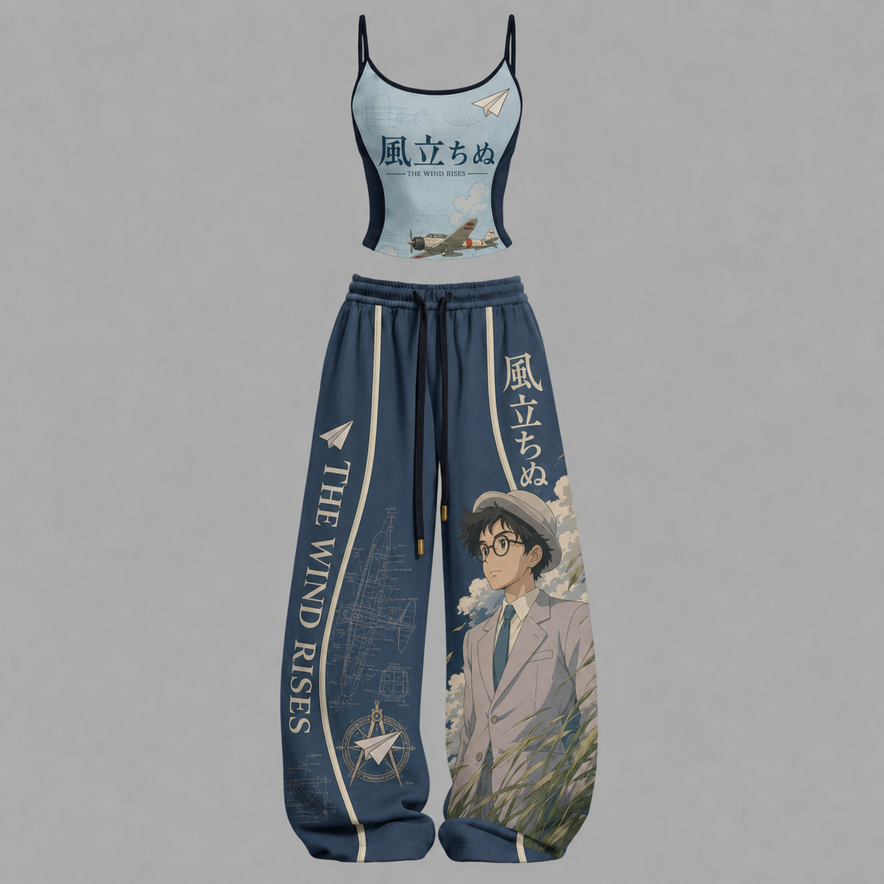 The wind is rising-Top & Elasticated Trousers Two-Piece Set